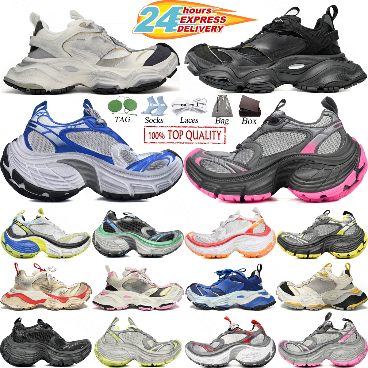 Designer 6XL Sneakers Cargo Vintage Casual Shoes for Men Womens Black White Grey mesh TPU polyurethane Worn out effect icon artwork Outdoor Sports Platform Trainers