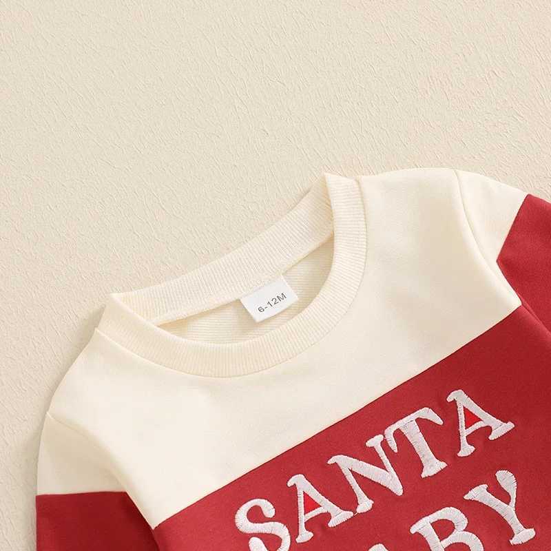 Clothing Sets 1-4Years Kids Baby Boy Girl Christmas Outfits Letter Embroidery Contrast Color Long Sleeve Sweatshirt+Elastic Pants 2 Piece Set H241126
