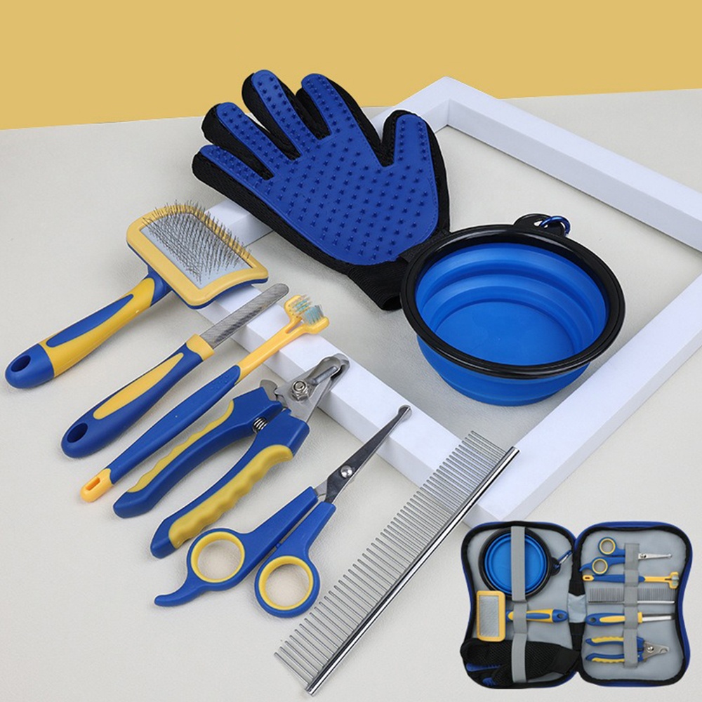 8 In 1 Pet Grooming Kit Tools Pet Grooming Hair Removal Bathing Tool Set For Dogs And Cats
