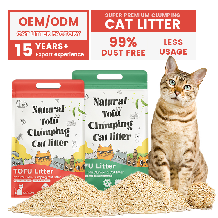 High Quality 6L Clumping Crushed Tofu Shape Cat Litter Low Dust and Dust-Free from Manufacturers Plant Cat Sand Cat Litter