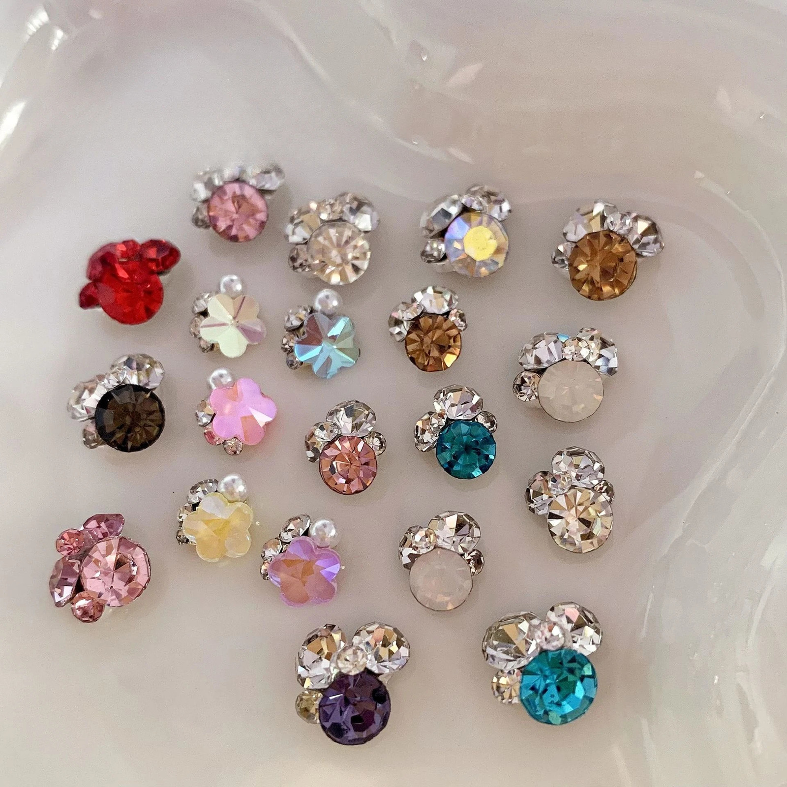 1 set of nail art 3D metal charm crystal star nail rhinestone square gemstone flower pearl decoration shiny nail accessories 241126