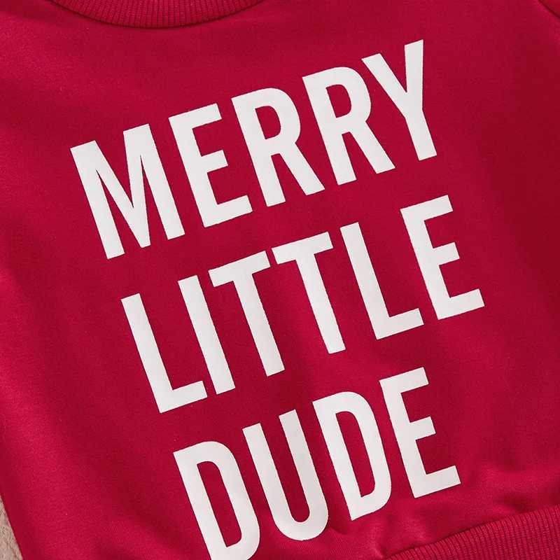 Clothing Sets Kids Christmas Outfit Set Long Sleeve Letter Print Sweatshirt and Drawstring Pants Set for Boys H241126