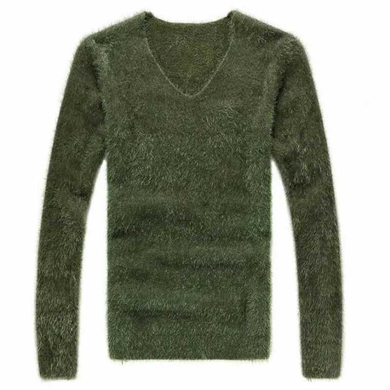 New mens sweater autumn winter soft warm pull V-neck elastic knitted sweater fur top mens clothing MY746 X241126