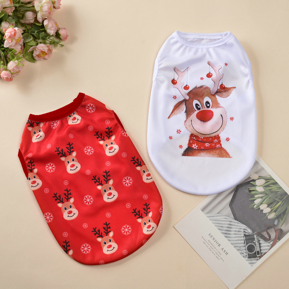Customized Christmas Day Pet Clothes male Teddy clothes spring and summer wholesale Dog Clothes