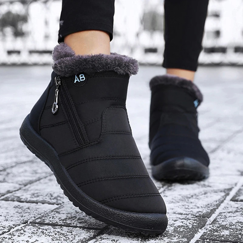 Womens boots snow insulated shoes womens waterproof platform boots zipper boots womens flat shoes 241126