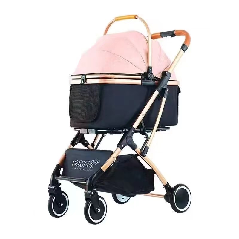 //Four wheels carrier strolling cart foldable pet dog stroller for cat and dog