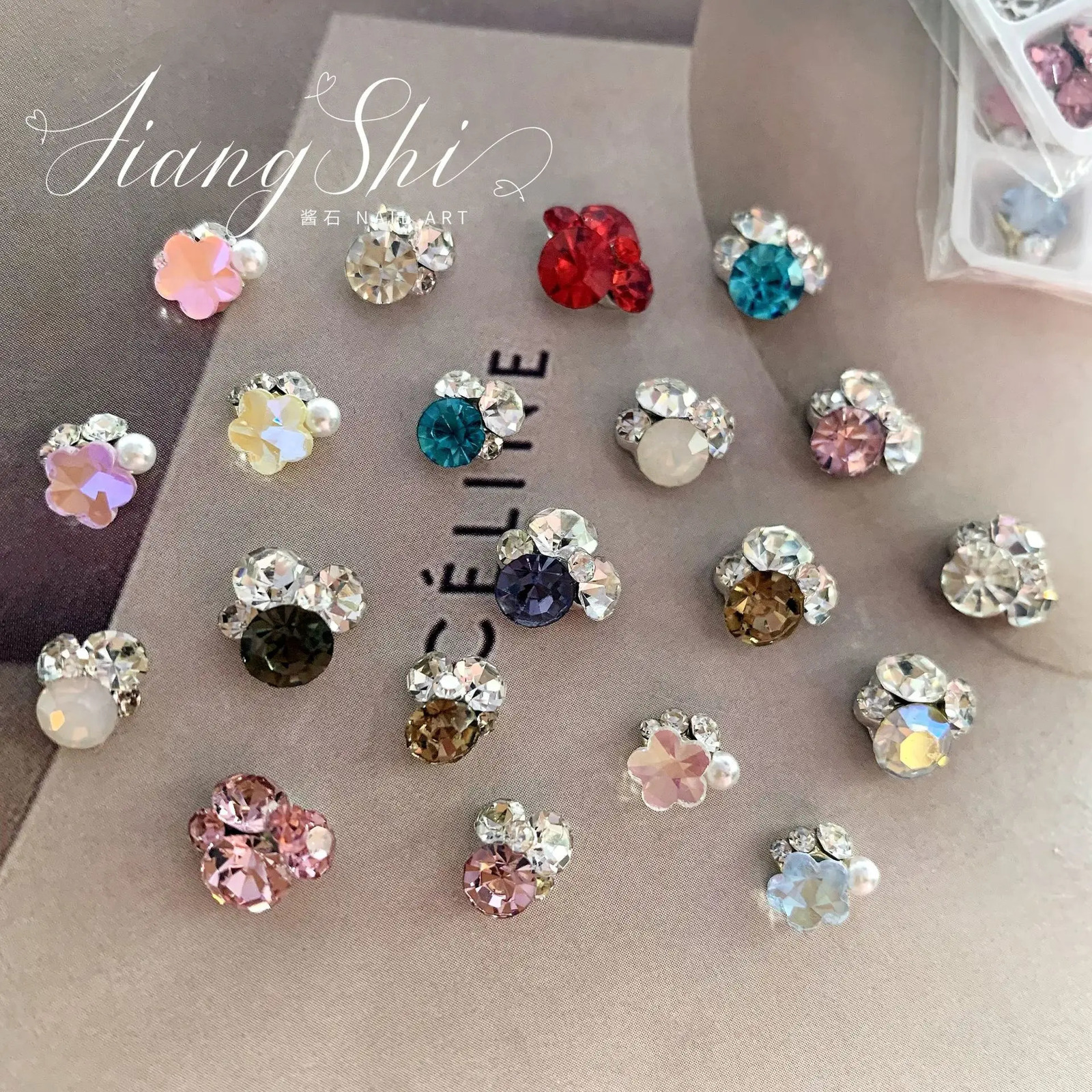 1 set of nail art 3D metal charm crystal star nail rhinestone square gemstone flower pearl decoration shiny nail accessories 241126