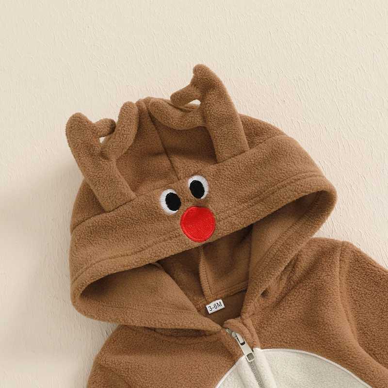 Clothing Sets Adorable Baby Reindeer Rompers Christmas Outfit Newborn Infants Boys Girls Long Sleeve Zip-up Hooded Jumpsuits for 0-18Months H241126