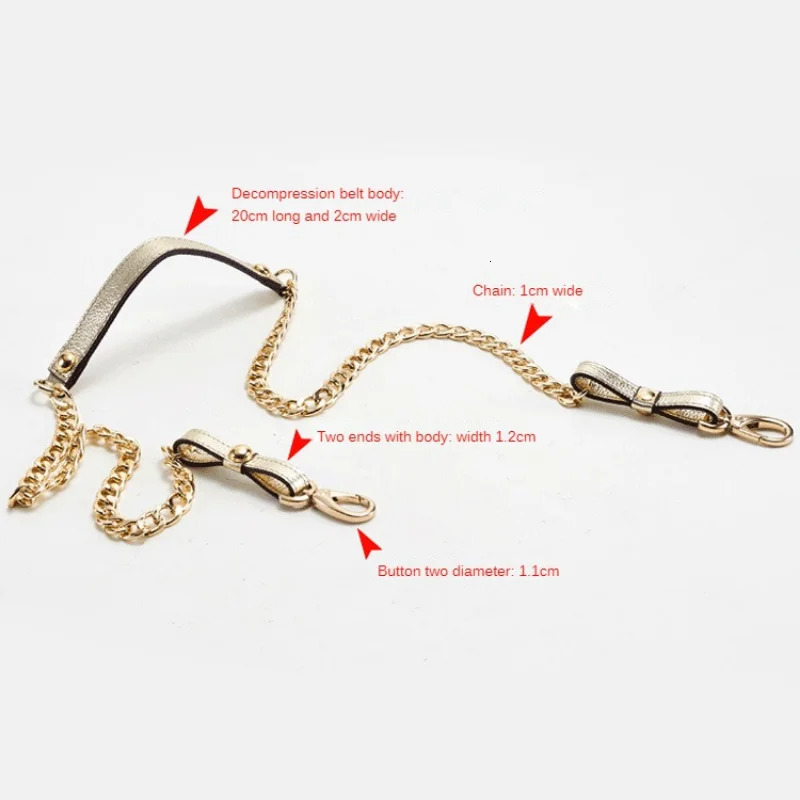 120CM Shoulder Bag Chain Aluminum with Leather Clasp Parts Hardware Messenger Buckle High Quality 241125
