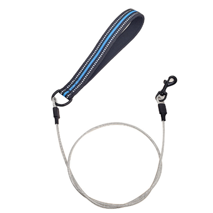 Comfortable Reflective Soft Padded Handle Chain Dog Leash Anti Chew Proof Metal Pet Leash for Medium Large Dogs
