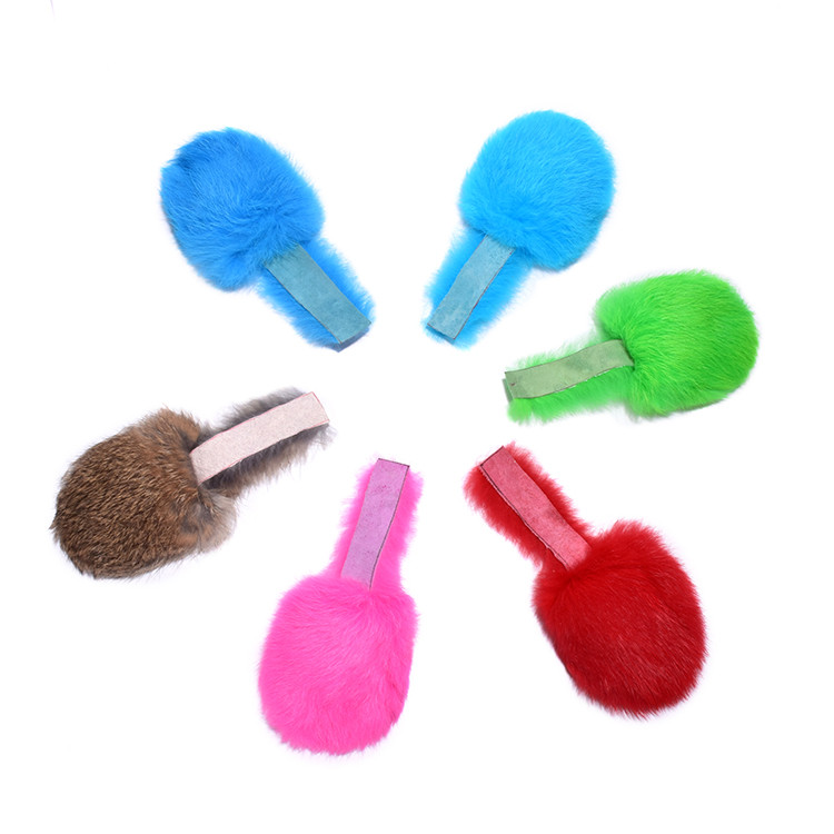 rabbit fur squeaker toy real fur flat rat dog toy