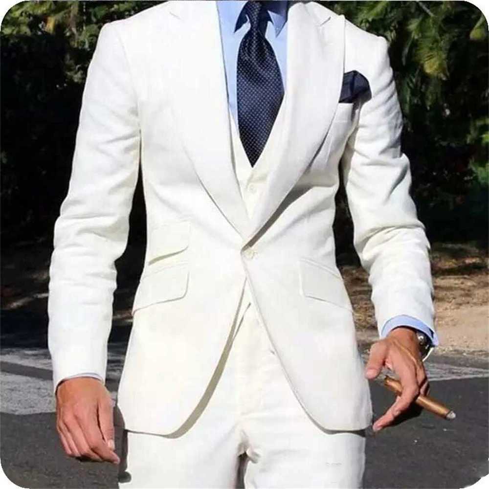 Elegant Wedding Tuxedos Suits 3 Pieces Slim Fit Bridegroom For Men Groomsmen Suit Male Cheap Formal Business (Jacket+Vest+Pants) X250704