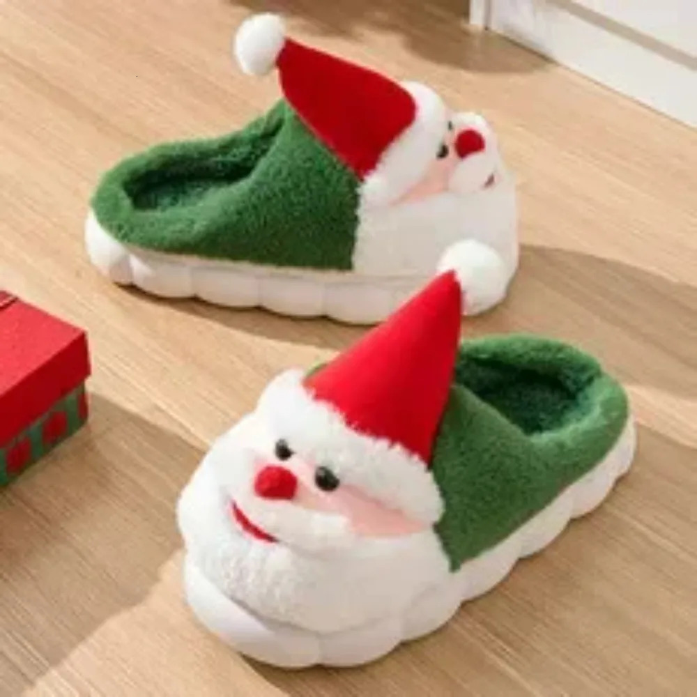 Winter Warm Slipper Christmas Fashion Snow Cold Warm Home Cotton Slippers Women Girls Shoes Cute Santa Claus Footwear 241126