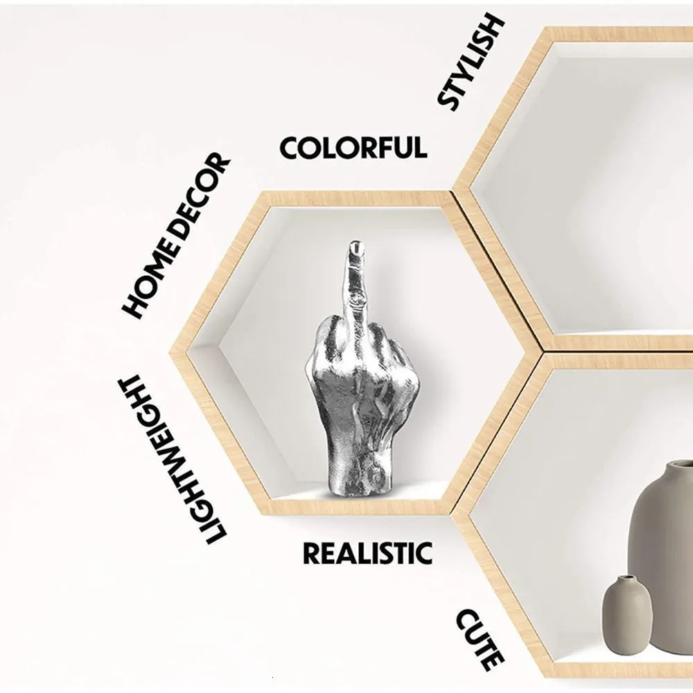 Decorative Objects Figurines Personalized Middle Finger Statue Nordic Resin Craft Sculptures Ornament Home Office Decorations Living Room Decor 230418