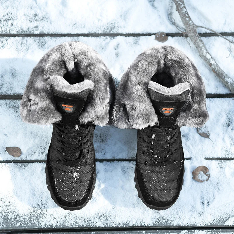Mens winter snow boots super warm mens hiking boots high-quality waterproof leather plus size mens outdoor sports shoes 241126