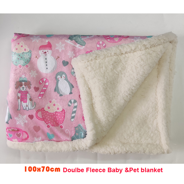 2022 Pink Design Comfortable Silly Plush Dog Blanket Thick Soft Comfy Fleece Pet Blanket For winter Bed Christmas Pattern