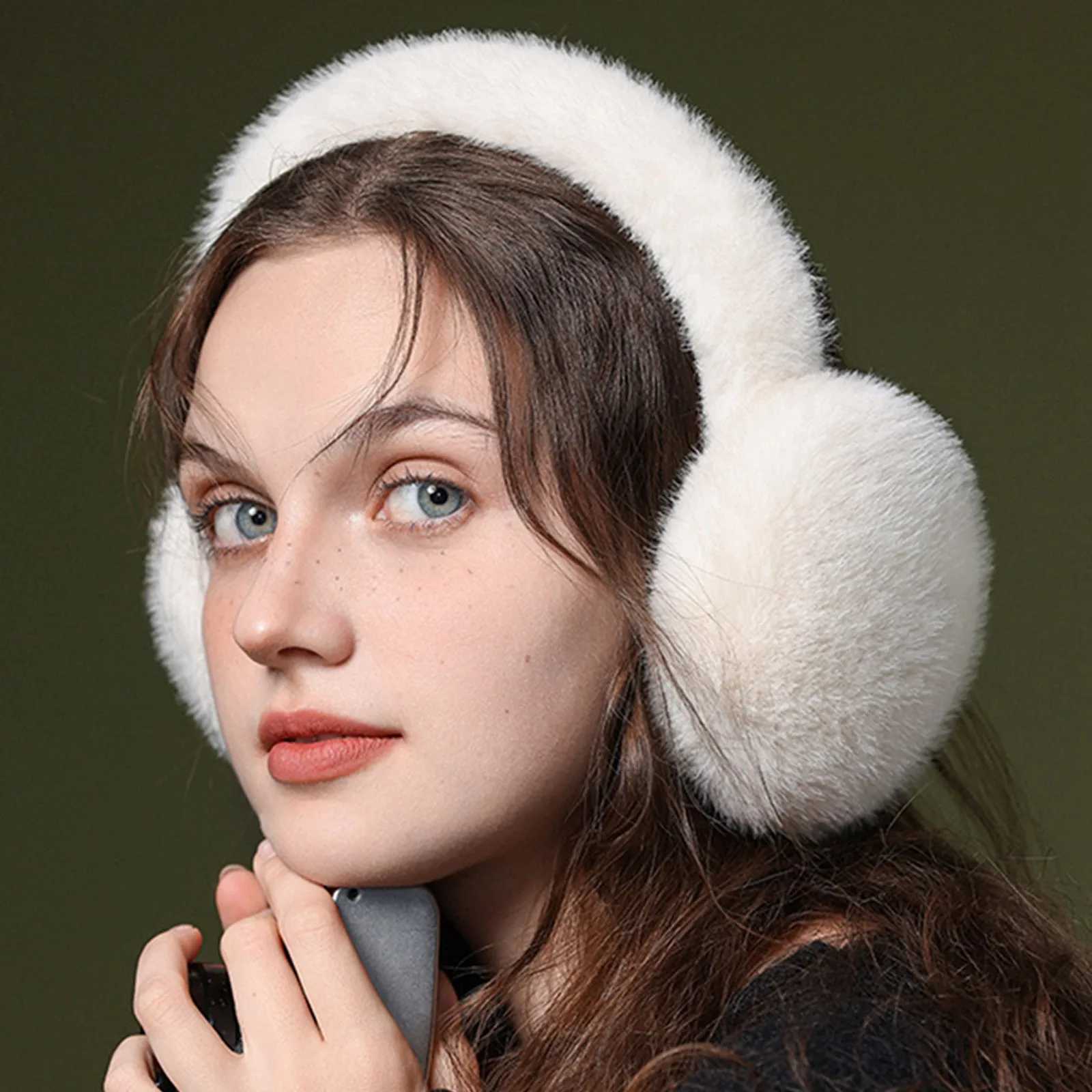Winter Warm Soft Plush Ear Cover For Women Fashion Solid Color Earfl Outdoor Cold Protection Windproof Earmuffs Ear CoverXJ241126