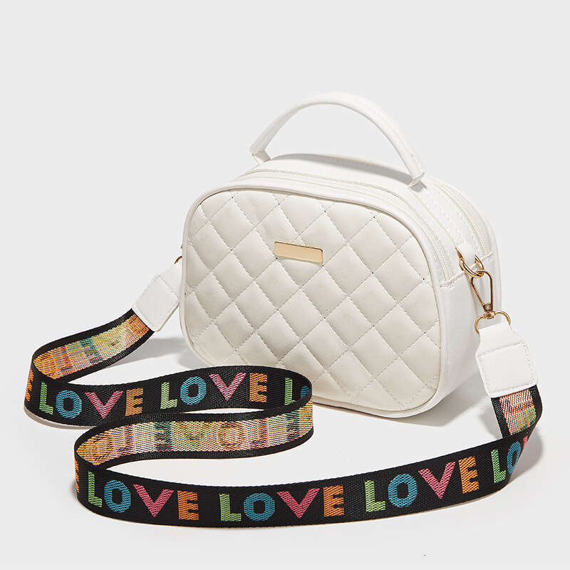 2023 trendy double zipper diamond pattern embroidered single shoulder small square bag for women's handbag