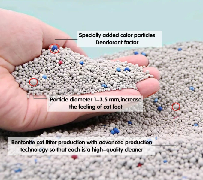 OEM Factory Dust Free Cat sand colorful ball shape cat litter sand strong clumping Premium Bentonite Cat litter for pet cleaning