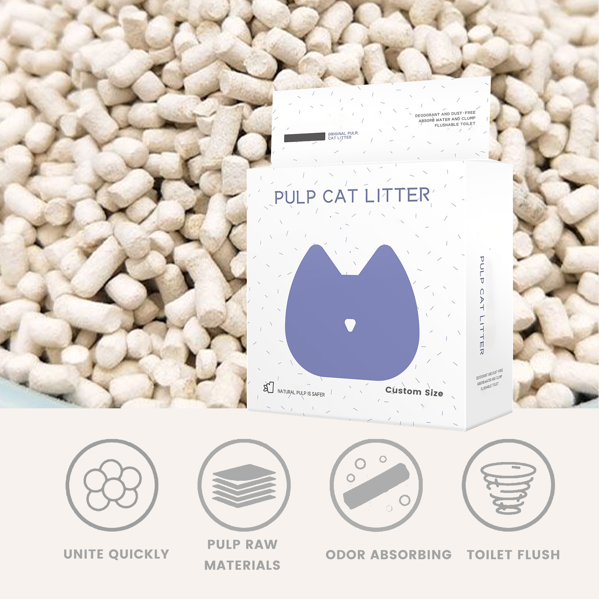 High-Performance Highly Absorbent Gentle and Dust-Free Paper Cat Litter