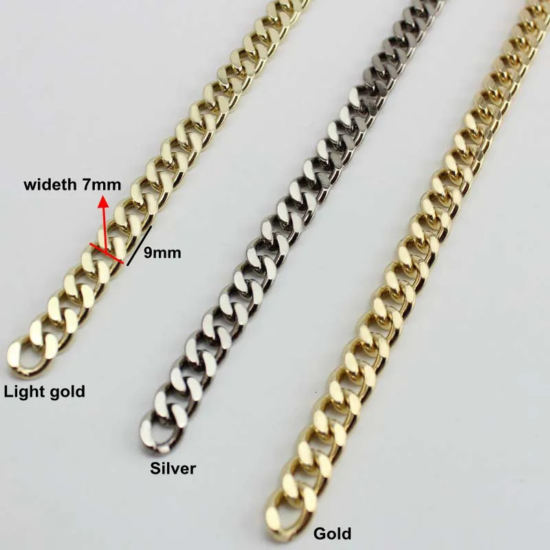 5METER 10M High Ending Gold color 7mm width chains metal strap with hook for women bag handbag chain removable long 241125