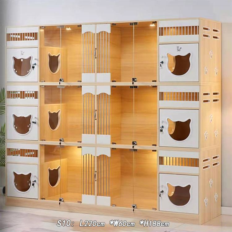 ODM&OEM Dog Cat Cage Villa Panoramic High Transparent Glass Front Dog display Cage House Cats Dogs Cabinet Separate Rooms