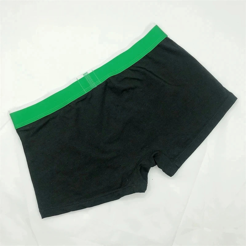 5 pieces/batch Fashion Green Belt Mens Boxing Shorts Solid Color Mens Underwear Breathable Cotton Mens 3D Bag Boxing 241126