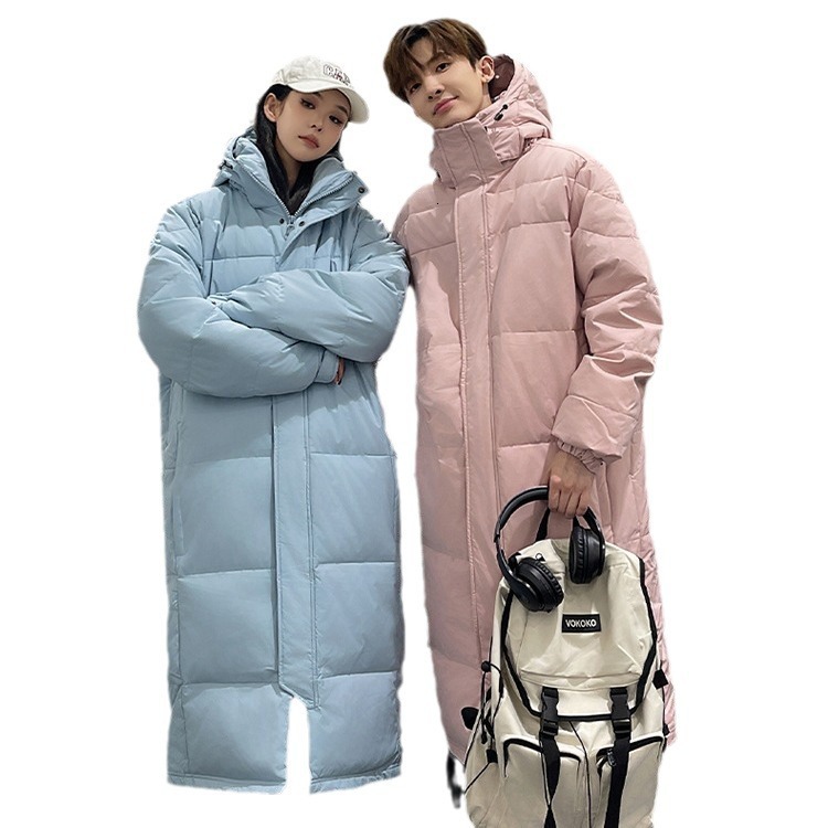 2025 new down both women, winter couple long, thick and loose casual over the knee warm jacket for men