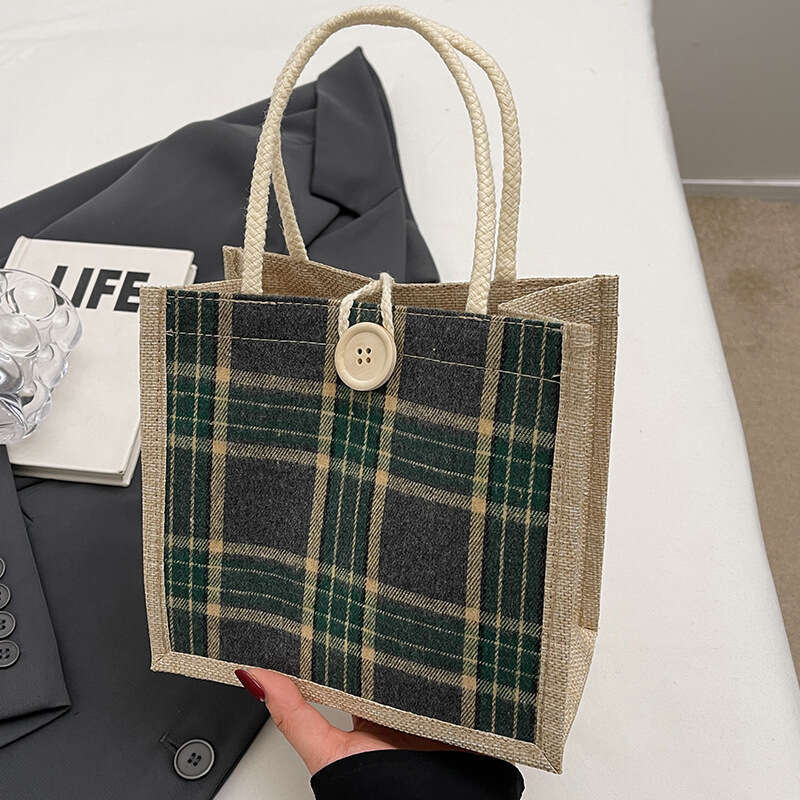 Office portable 2024 fashionable linen canvas for women Instagram stylish versatile single shoulder tote bag