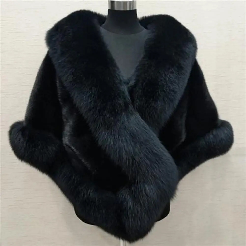 Big Bridal Faux Fur Wraps Winter Wedding Coat Warm shawls Outerwear White Black Blue Shrug Women Jacket 241112