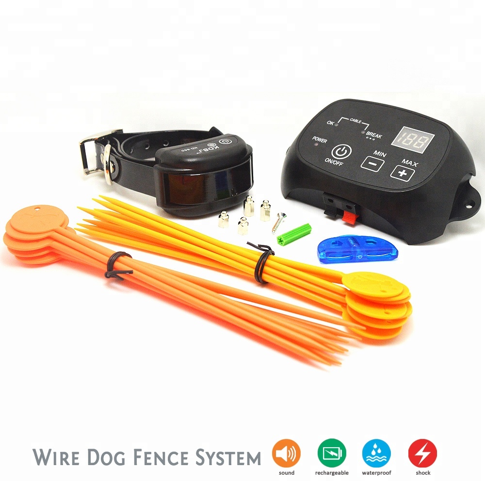 KD-660 Wire Dog Fence with Rechargeable Shock Pet Training Collar Receiver