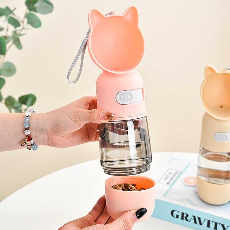 Explosive Models Dual-Use Portable Pet Water Cup Multi-Function Two-In-One Travel Bottle Light Plastic Food Water Bowls Small