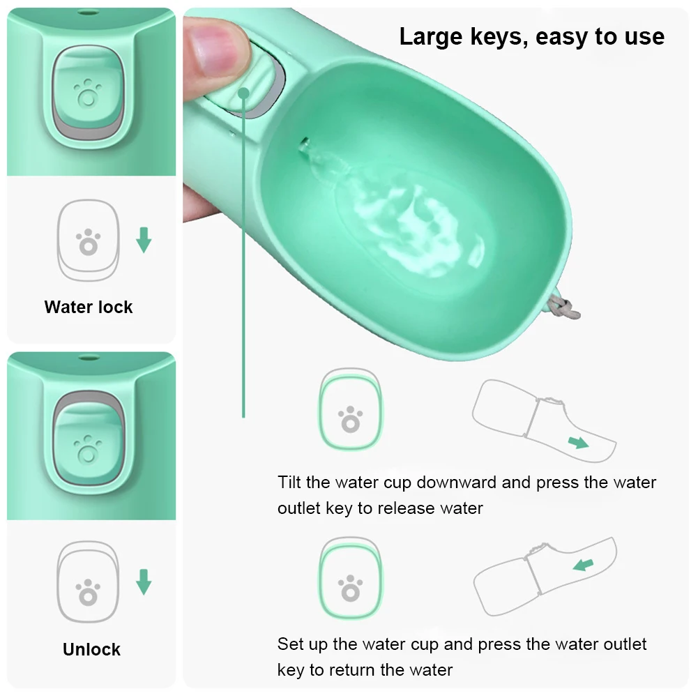 380ml Dog Travel Drinking Cup Safe Portable Plastic Drinking Cup for Dog Water Leak Proof Washable Durable Outdoor Dog Products