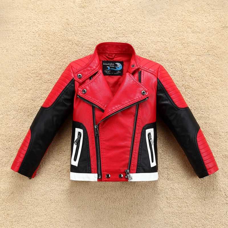 Down Coat Handsome Cool Design Boys Leather Motor Jacket For Autumn Spring Kids Warm Coat Bomber Baby Toddler Winter Clothes 2-12 years H241123