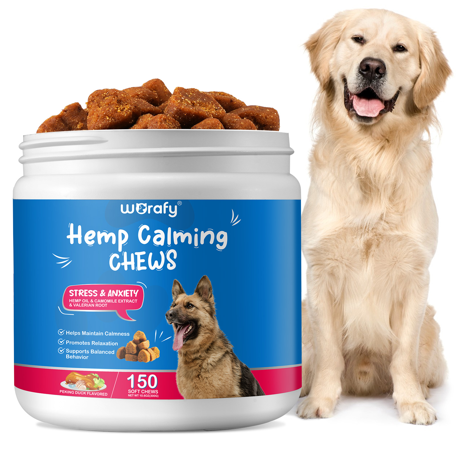 WORAFY pet chews treats pet calming supplement,custom organic dog calming treats pet snacks,hemp calming treats for dogs
