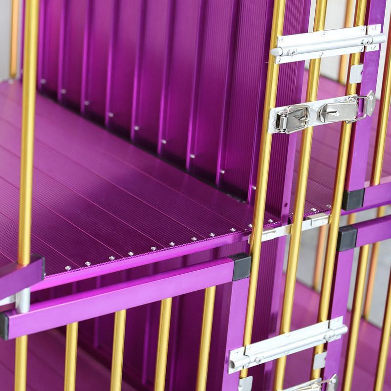 Pet trolley Factory wholesale portable folding travel dog show pet trolley purple-gold outdoor salon Four Wheeled factory Luxury