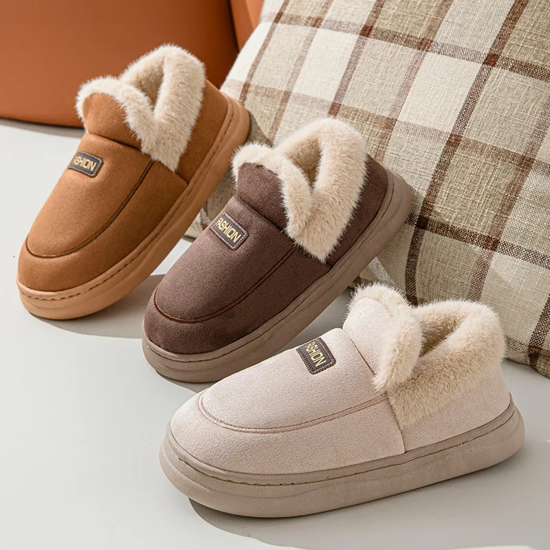 Litfun Warm Plush Cotton Slippers For Women Winter 2024 Anti-slip Fur Fluffy House Cotton Shoes Female Comfort Furry Slides 241126