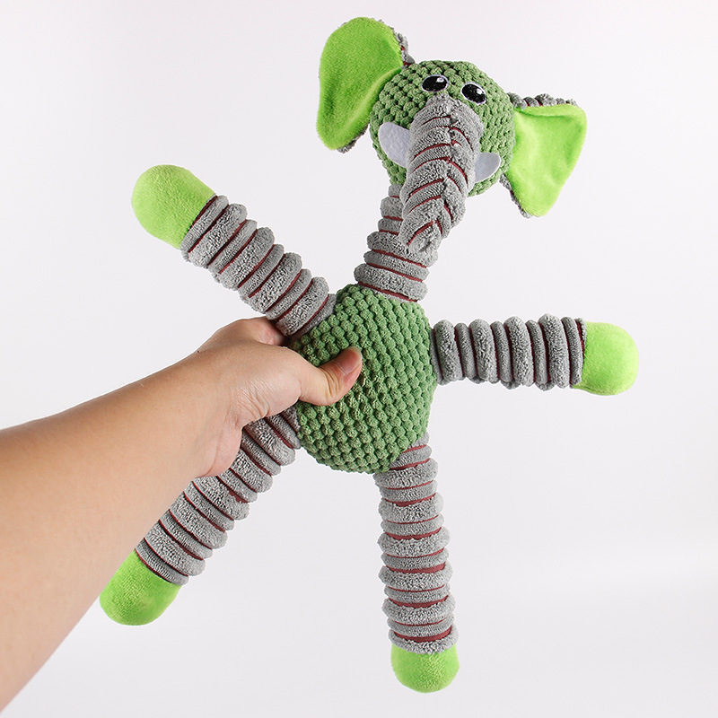 Elephant Pet Plush Squeaky Dog Toy Fun Soft Puppy Dog Chew Toy Interactive Bite Resistant Pet Supplies Animal Design Dog Toy Cat