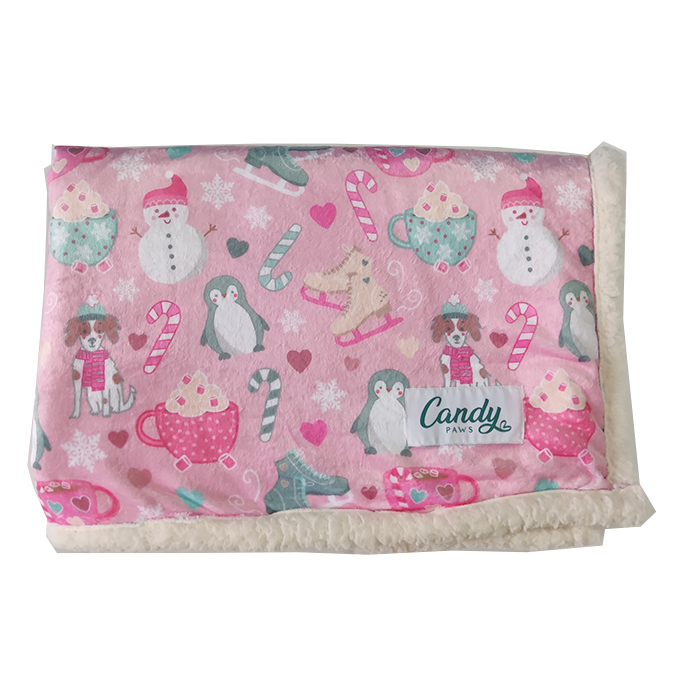 2022 Pink Design Comfortable Silly Plush Dog Blanket Thick Soft Comfy Fleece Pet Blanket For winter Bed Christmas Pattern