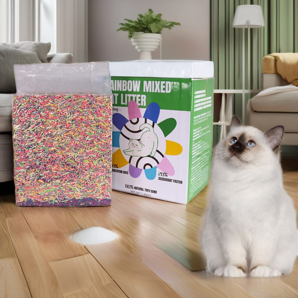 Newly launched new rainbow cat litter colorful dust-free strong deodorizing cat litter