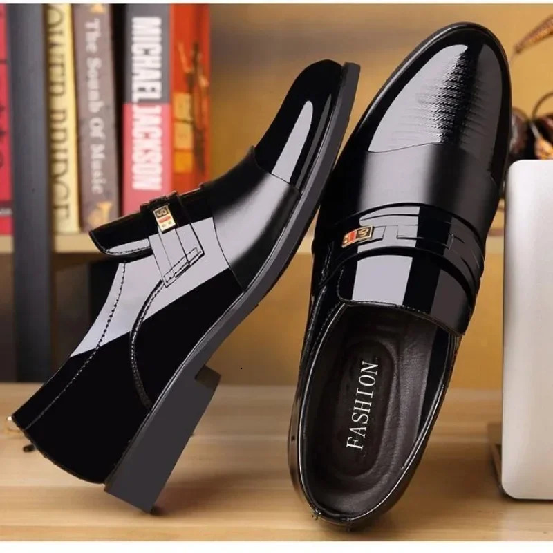 Comemore Male England Casual Loafers Black 2024 Autumn Mens Leather Dress Shoes Man Business Formal Social Shoe Zapatos 241126