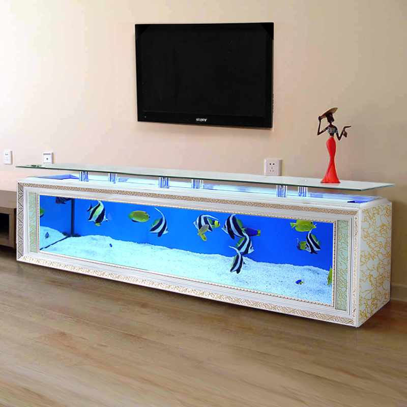 Large Custom Glass Clear Luxury Aquarium Tank Fish For Home big Fish tank of TV cabinet Goldfish tank landscaping customization