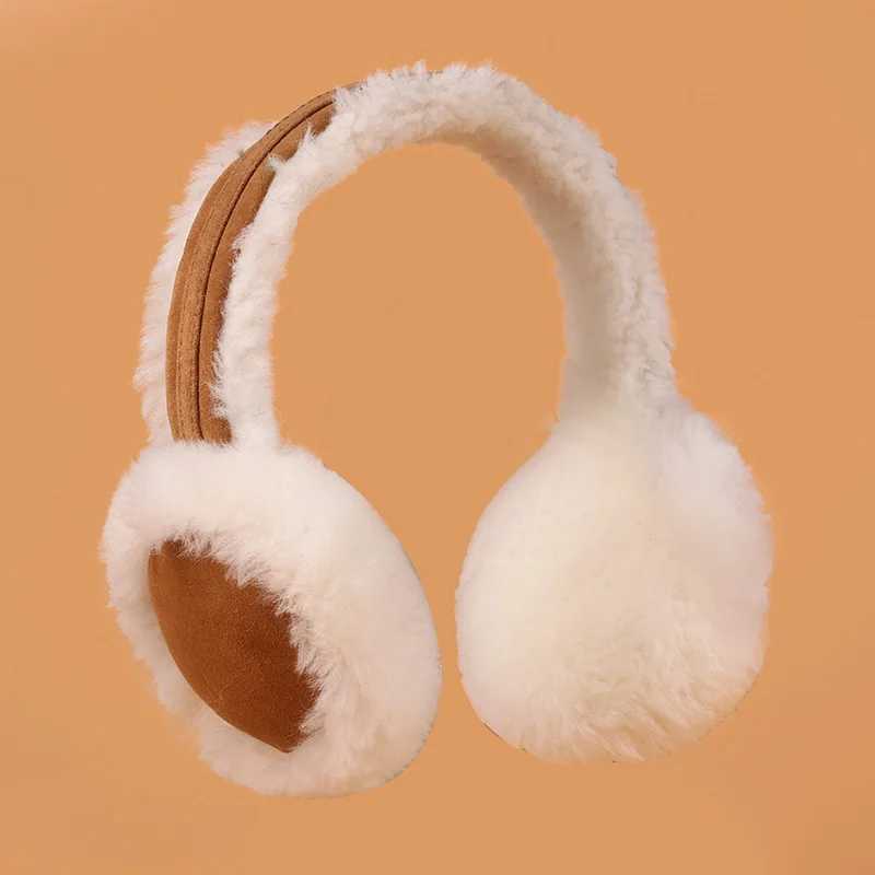 Genuine ug Sheep Fur One Piece Pure Wool Earmuffs Original Factory Winter Mens and Womens Earmuffs Foldable Ear CoverXJ241126