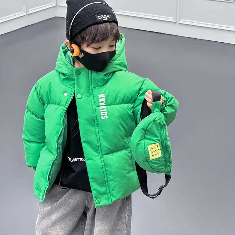 Down Coat New Winter Boys Girls Jacket Thick Keep Warm Lining With Velvet Hooded Heavy For Kids Children Outerwear Send Bag 2-8Years H2411230CFK