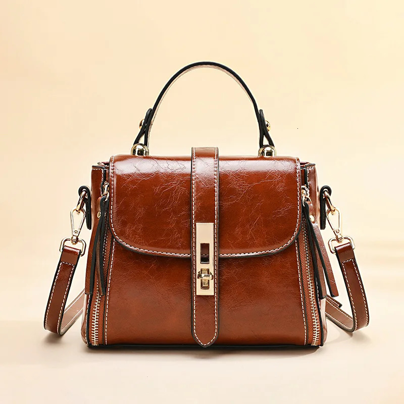 Genuine Leather Women bag y Handbags Double Zipper Ladies Shoulder Bags Lock decoration Real Cowhide Handbag Bolso de mano 241125