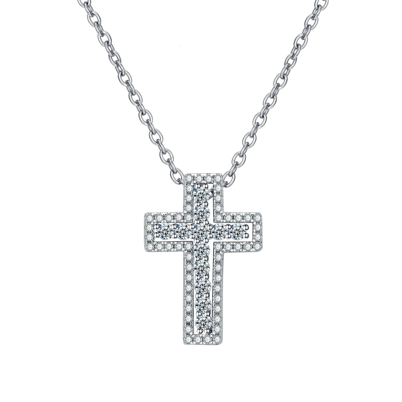 INZEN1 piece 925 silver 0.6 CT cross necklace classic simple pendant necklace gift for girlfriend 241113