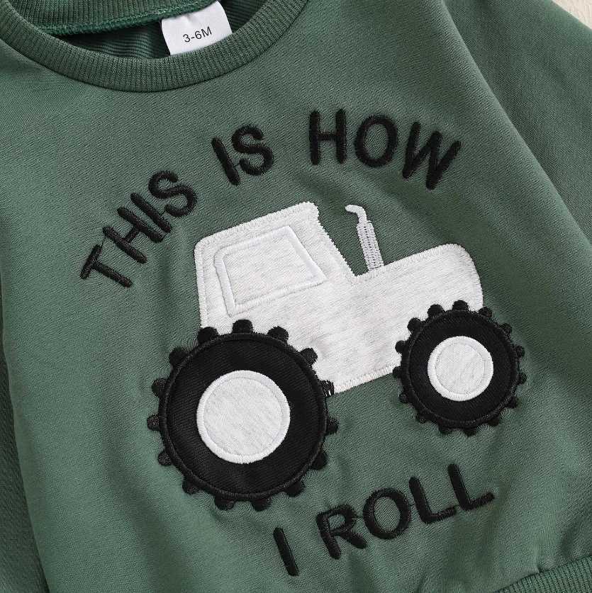 Clothing Sets Baby Boys Autumn Pant Sets Tractor Print Long Sleeve Sweatshirt with Sweatpants Infant Clothes Toddler Boys Tracksuits Set H241126