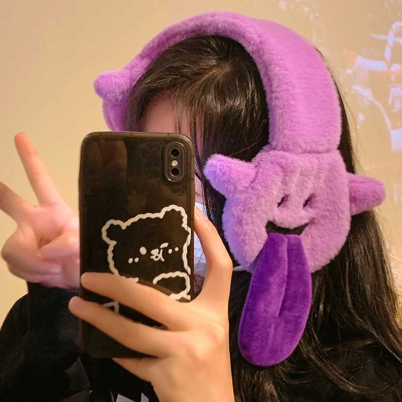 Personalized Cartoon Funny Tongue-out Plush Earmuffs For Women Autumn And Winter Warm Earmuffs Ear Warm cyclingXJ241126