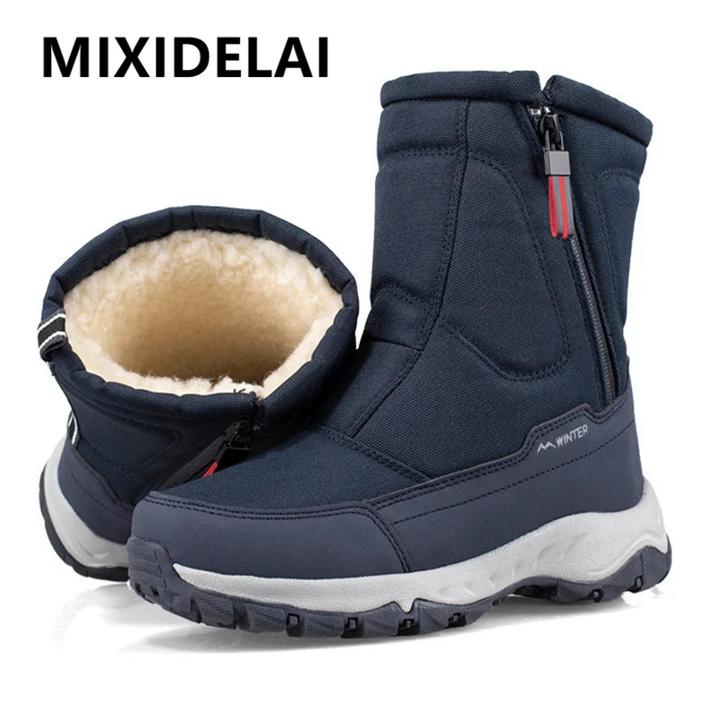 Large Size Winter Mens Boots Warm Plush Ankle Boots Sweat Wicking High-Top Warm Snow Boots Outdoor Sneakers Winter Mens Shoes 241114