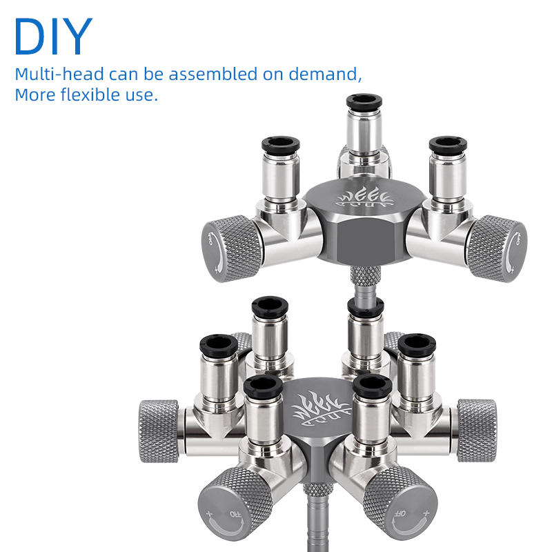 Aquarium CO2 Valve Splitter Regulator Distributor Splitter-Two Needle Fine Regulate Valve CO2 Regulator with 2 Way Outlets